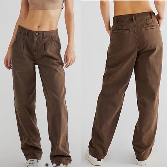 Free People Pants - Free People Cya Later Skate Trouser straight leg baggy pant rain drum brown 12
